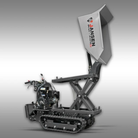 Profesjonalne wozidło gąsienicowe Jansen RD-300pro z hydraulicznym kiprem, gotowe do pracy na budowie.