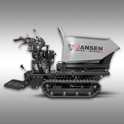 Profesjonalne wozidło gąsienicowe Jansen RD-300pro z hydraulicznym kiprem, gotowe do pracy na budowie.
