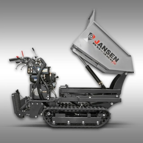 Profesjonalne wozidło gąsienicowe Jansen RD-300pro z hydraulicznym kiprem, gotowe do pracy na budowie.