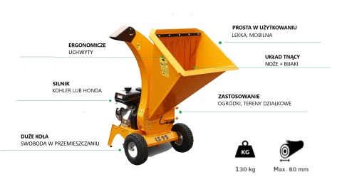 Rozdrabniacz Rębak do gałęzi Laski LS 95 Honda GX390 | 11.7 KM